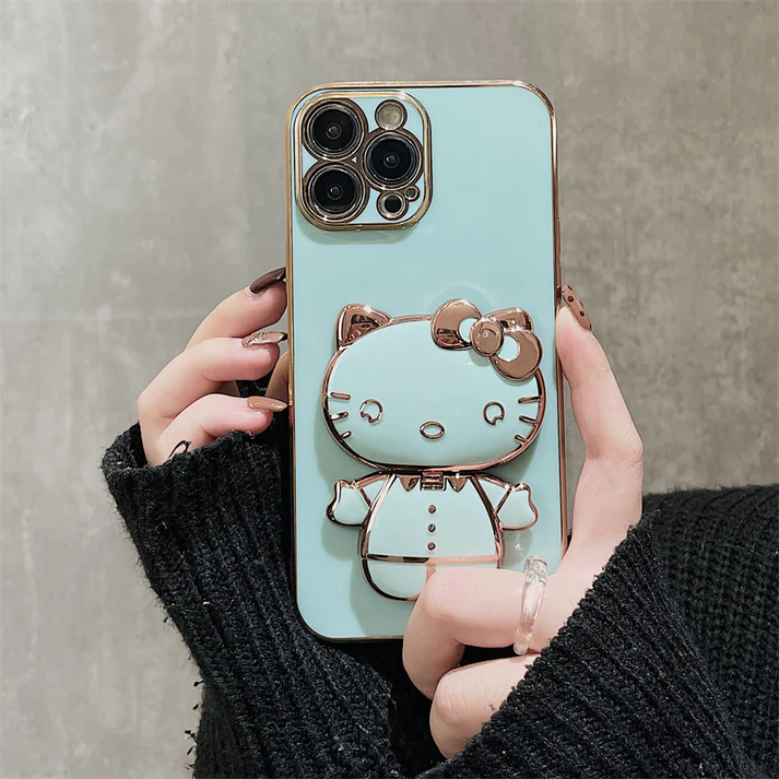 Kawaii Kitty cat Making Up Mirror Phone Case